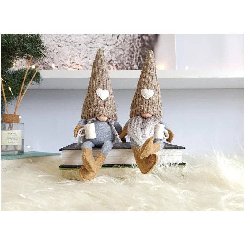 UZ Wholesale Store - Venta al por mayor Decoración navideña - Adornos navideños de muñeca enana sentada con piernas largas tejidas sin rostro, 1 unidad6