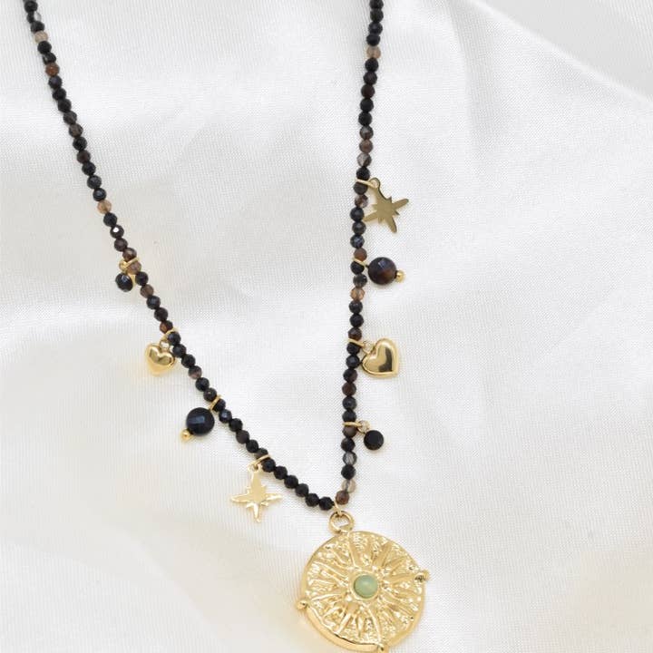 Collier pierre naturelle en acier inoxydable - BJ210226-NO pour la vente par Kapyco