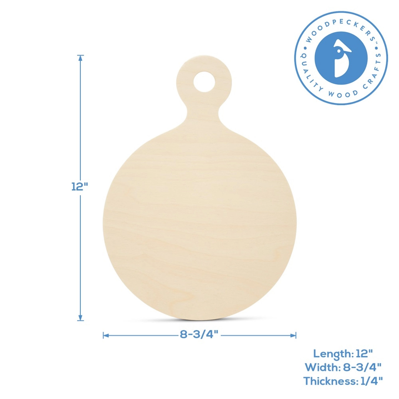 Woodpeckers Crafts - Wholesale Cutting Board - 12" Round Wood Pizza Board Shape With Handle2