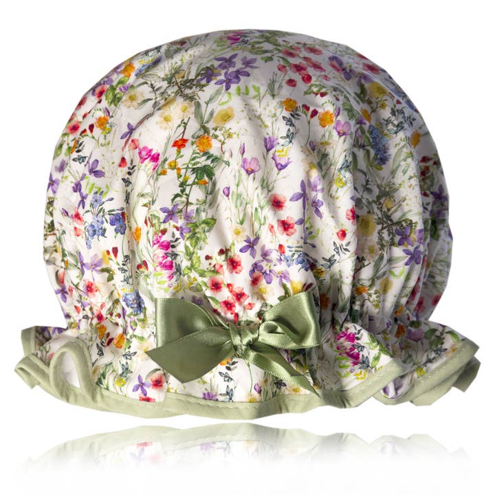 Wild Meadow Green Shower Cap for wholesale by Dilly Daydream