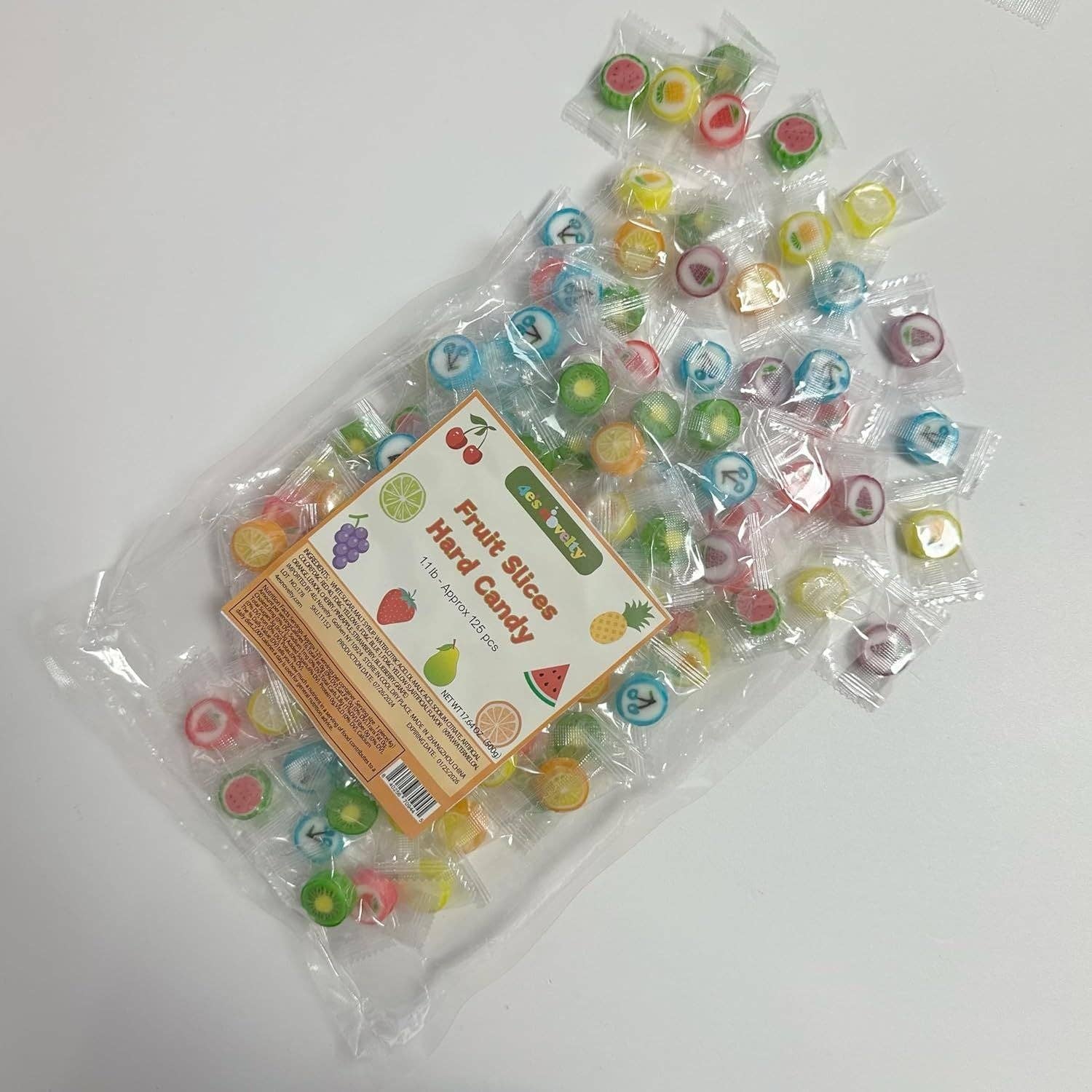 4E's Novelty - Wholesale Hard Candy - 4E's Novelty Fruit Slices Candy – 1.1 lb Bulk Bag of Individually Wrapped Old-Fashioned Hard Candy (125 pcs)3