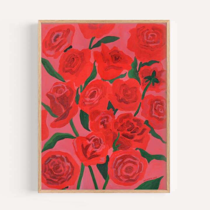 Red Roses Art Print for wholesale by Mackenzie Kuck Art + Textiles