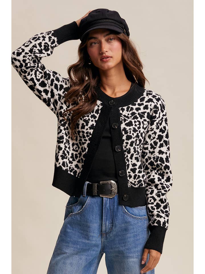 Listicle - Wholesale Cardigan - Women's - Leopard Knit Button-Up Cardigan LSW1001