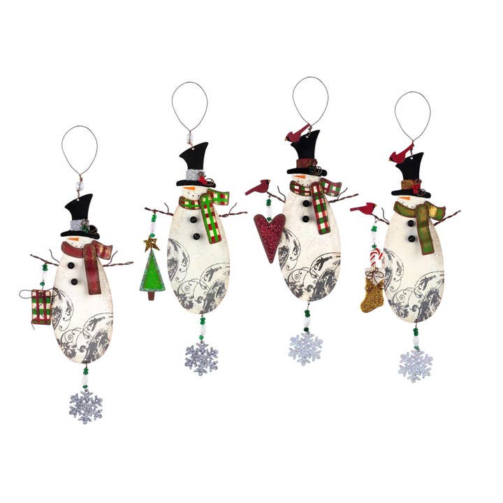 Christmas Vintage Snowman Ornament 2 Asst for wholesale by Sunset Vista Designs