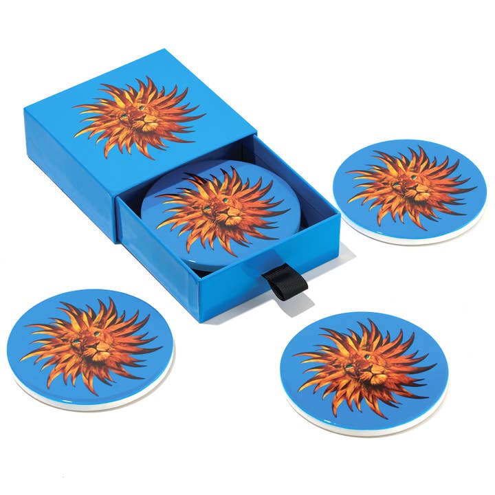 Set of 4 Solarking ceramic coasters for wholesale by Gangzaï Design