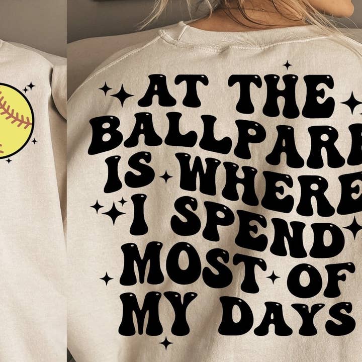At The Ballpark Is Where I spend.... DTF Transfer for wholesale by Pink Flamingo Boutique