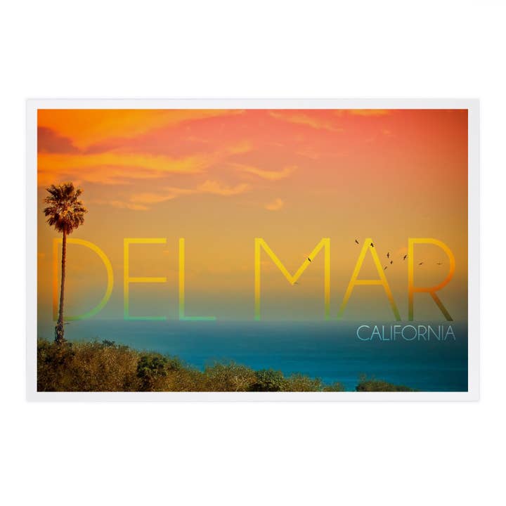 POSTALES PREMIUM California Del Mar (#2), Sunset & Birds para venta al por mayor de Lantern Press