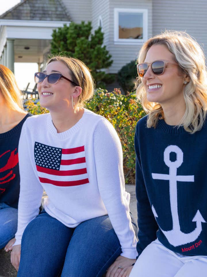 Camisola Clássica de Algodão com Âncora – Gola Redonda Náutica por atacado de Pearls & Camo