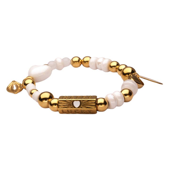 LizzyMae bracelet stainless steel gold charm white for wholesale by LOT83