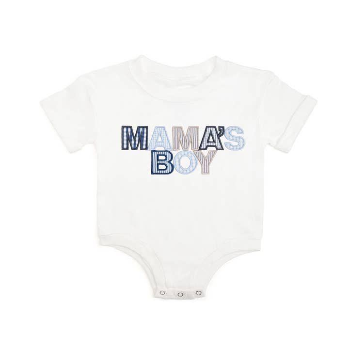 Mama's Boy Patchwork Short Sleeve Romper - Mother's Day for wholesale by Sweet Wink