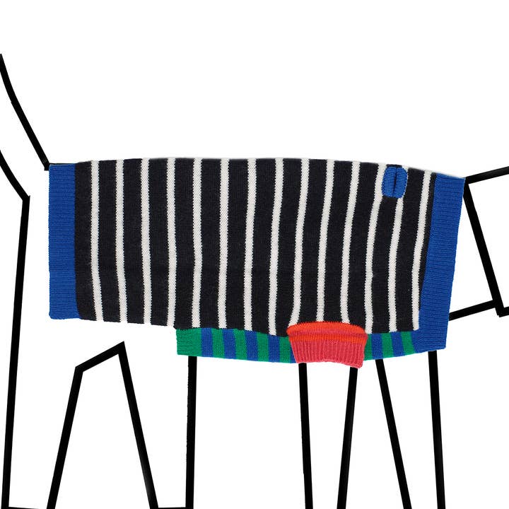 Nero/Bianco Maglione per Cani a Righe Miste Bianco e Nero in Lana Merino in vendita all'ingrosso su Faire0