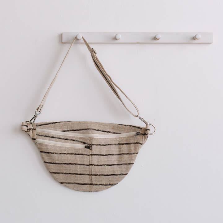 Bolsa tiracolo, Sling Bag Atlas, Bolsa de juta às riscas por atacado de Will & Atlas