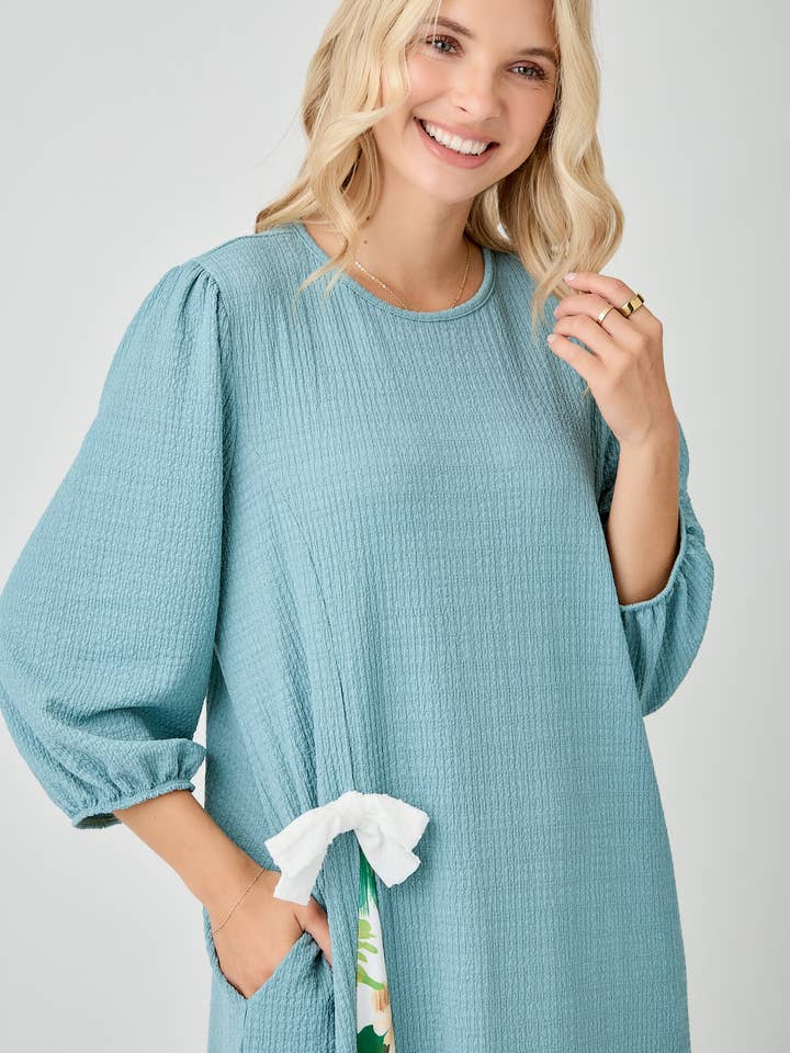 Celeste Clothing - Wholesale Dress - Women's - WOMEN'S MODEST SIDE BOW DRESS WITH PUFF SLEEVES AND POCKETS5