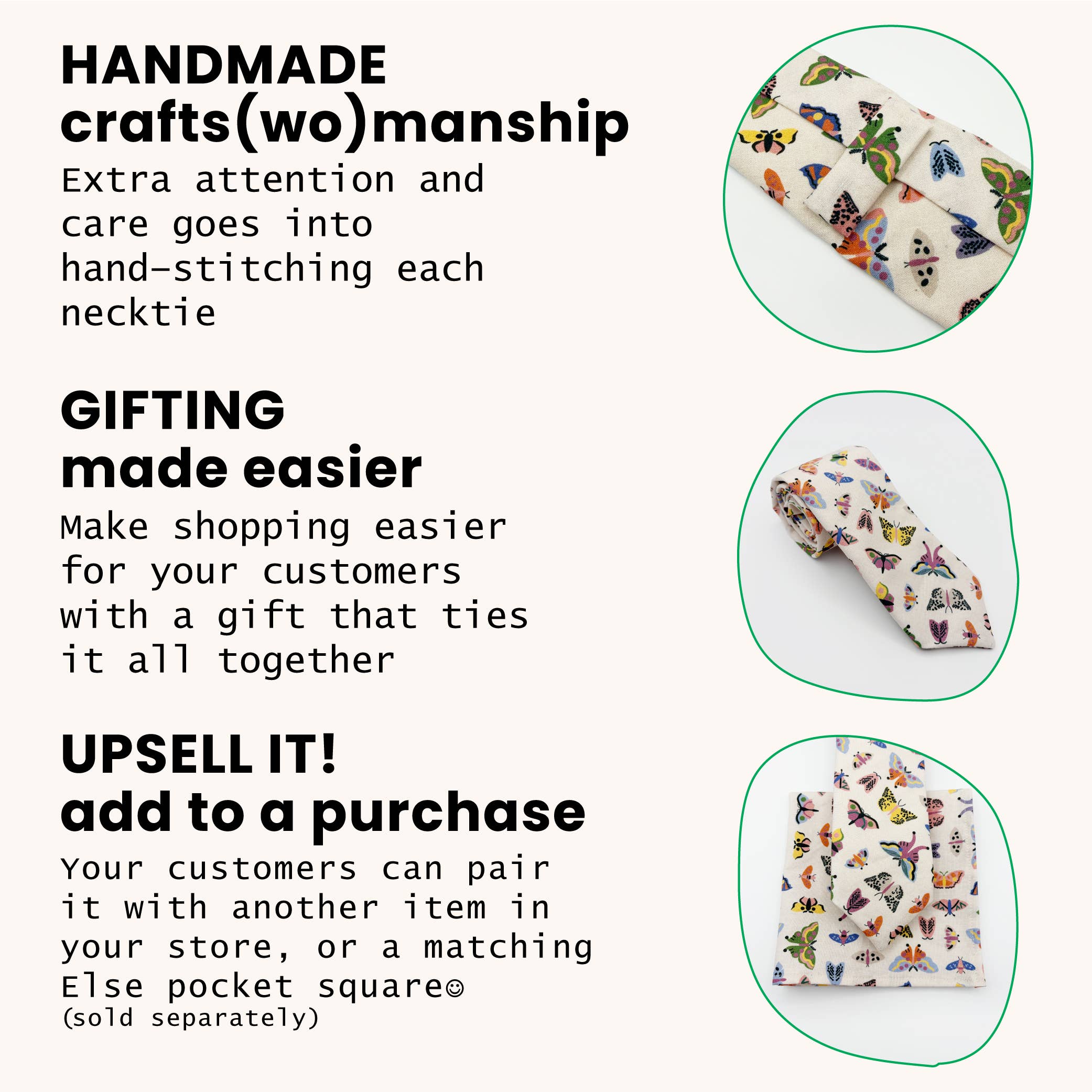 ELSE - Wholesale Necktie - Men's - Butterfly Neckties, Modern Boho Insect Print Menswear2