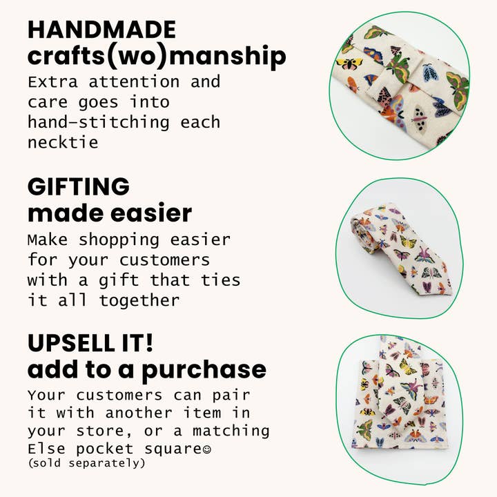 ELSE - Wholesale Necktie - Men's - Butterfly Neckties, Modern Boho Insect Print Menswear2