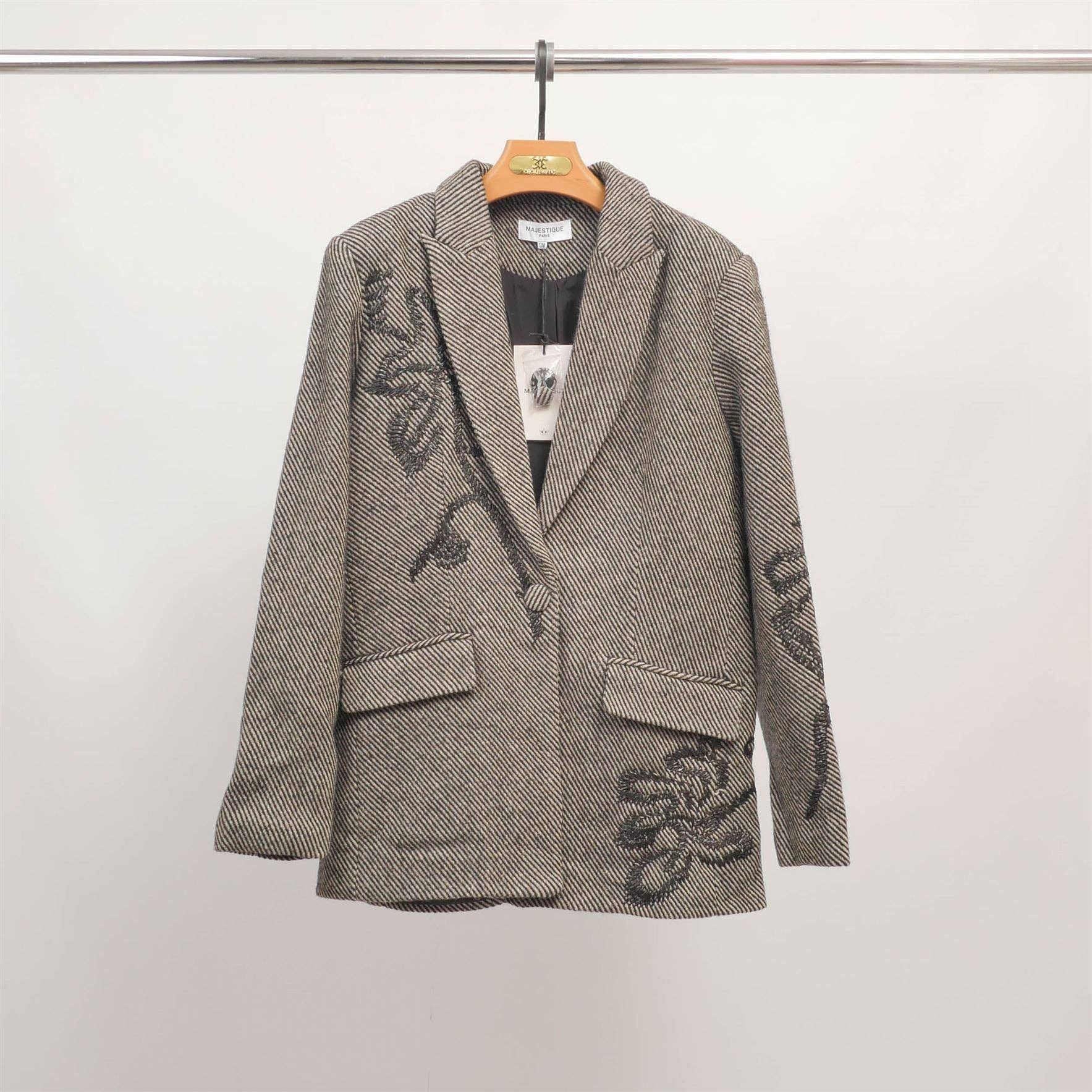 Cecile Wang - Wholesale Blazer - Women's - Long wool blazer with embroidered patterns MJ2634090