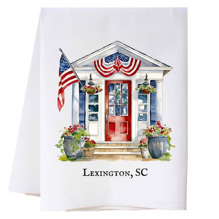 Patriotic Front Door Kitchen Towel for wholesale by Cora & Pate