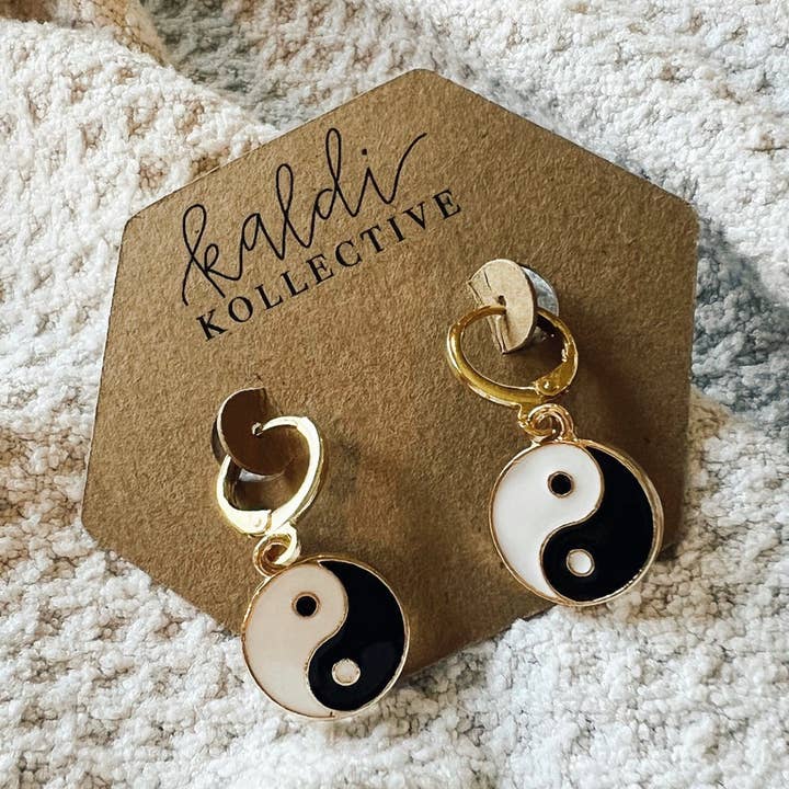 kaldi kollective - Wholesale Huggie Earrings - SYDNEY // enamel yin yang huggie hoop earrings0