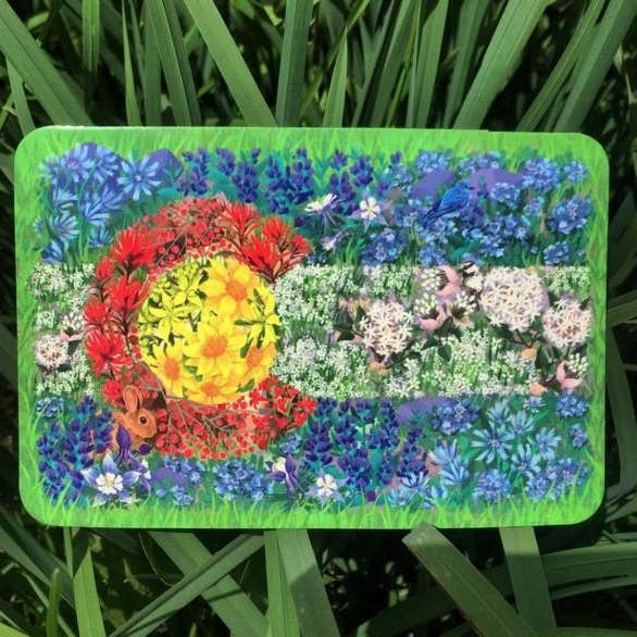 Sticker Art - Wholesale Sticker - Colorado Flag Sticker Art - wildflowers decal