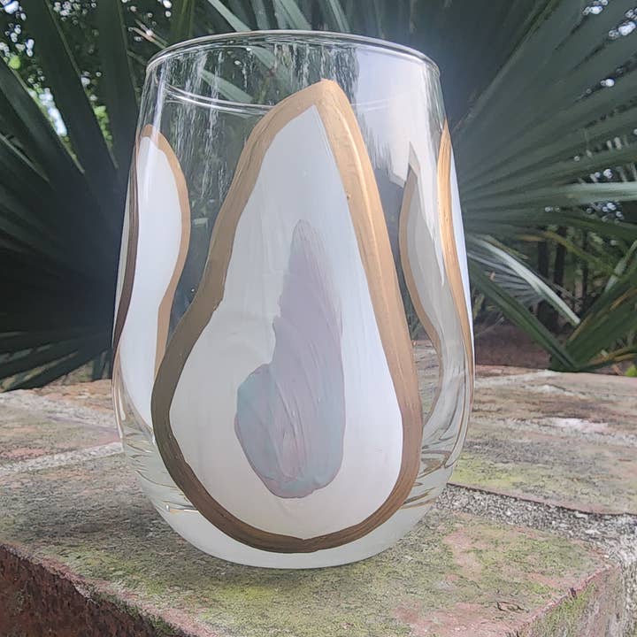 Sugarcane Home – wholesale Wine glass – Stemless Oyster Confetti Glasses2