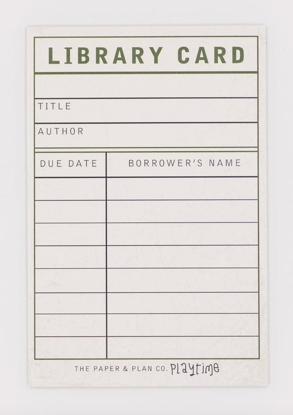 The Paper and Plan Co. - Wholesale Stationery/Notecard Set - Kids Playtime Pad® Library Card0