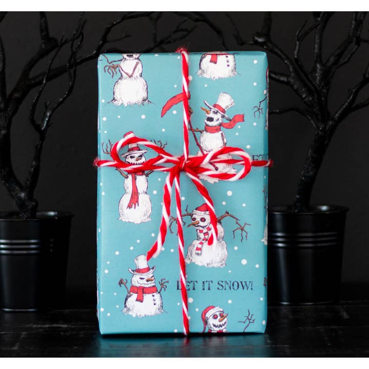 Spooky Cat Press - Wholesale Wrapping Paper Roll - Scary Snowmen Gift Wrap (8ft Roll)