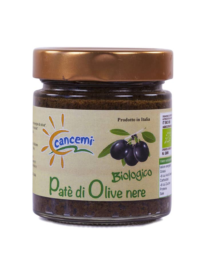 Økologisk sort oliven pâté gr 190 for engroshandel hos CANCEMI