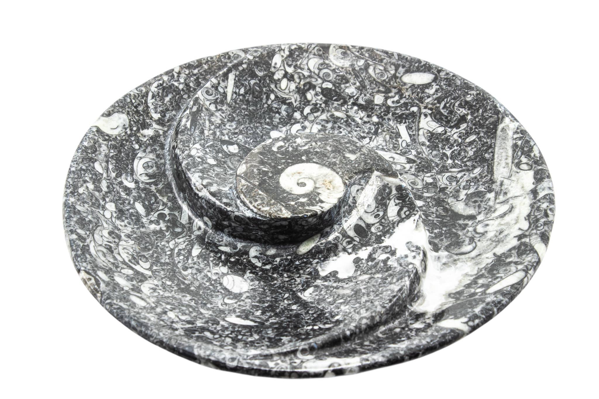 Quasar Gems USA - Wholesale Sculpture - Ammonite Fossil Plate Round Spiral 18cm2