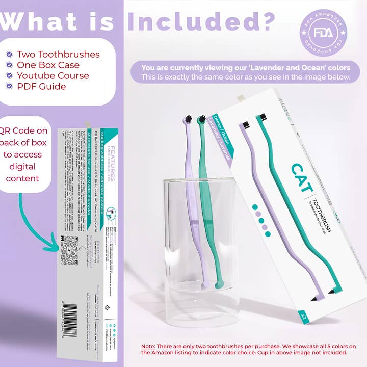 RYERCAT - Wholesale Pet Brush - Cat/Dog - Pack of 2 Cat Toothbrush Micro Head & Dual Sided10