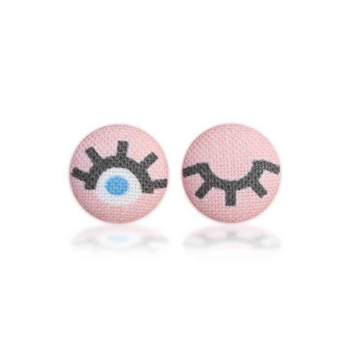 Rachel O's - Wholesale Stud/Post Earrings - Wink Fabric Button Earrings4
