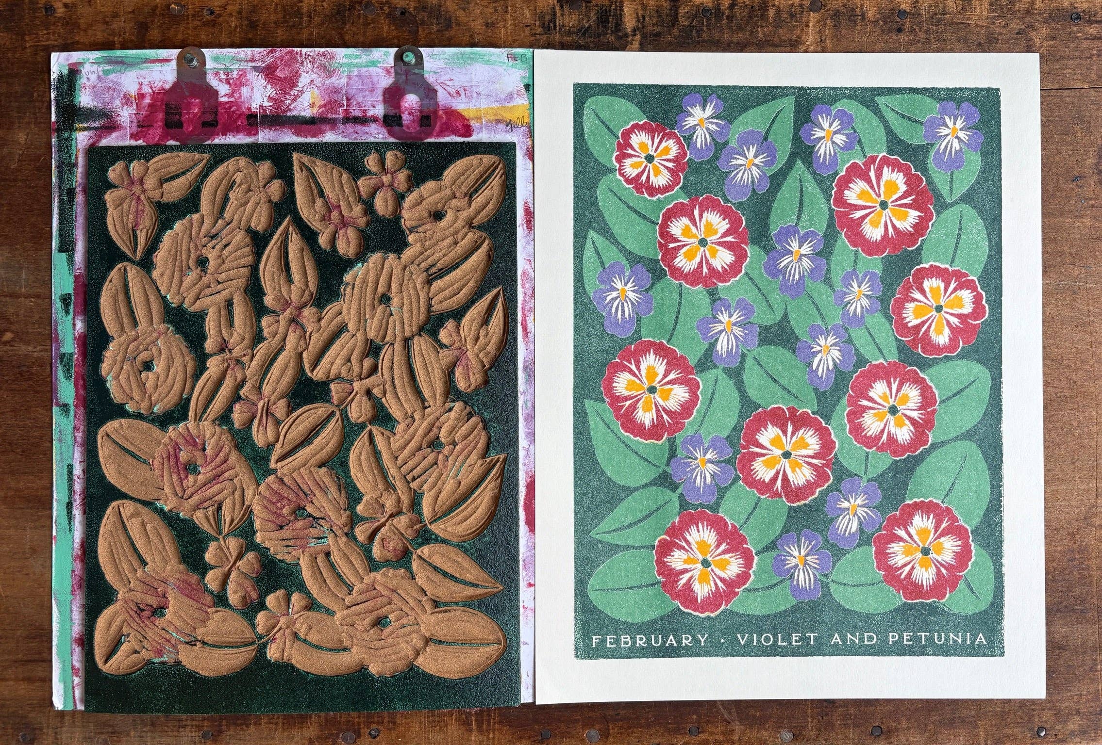 Katharine Watson - Venta al por mayor Ilustración - Impresión Risográfica de Flores del Mes de Nacimiento: Febrero7