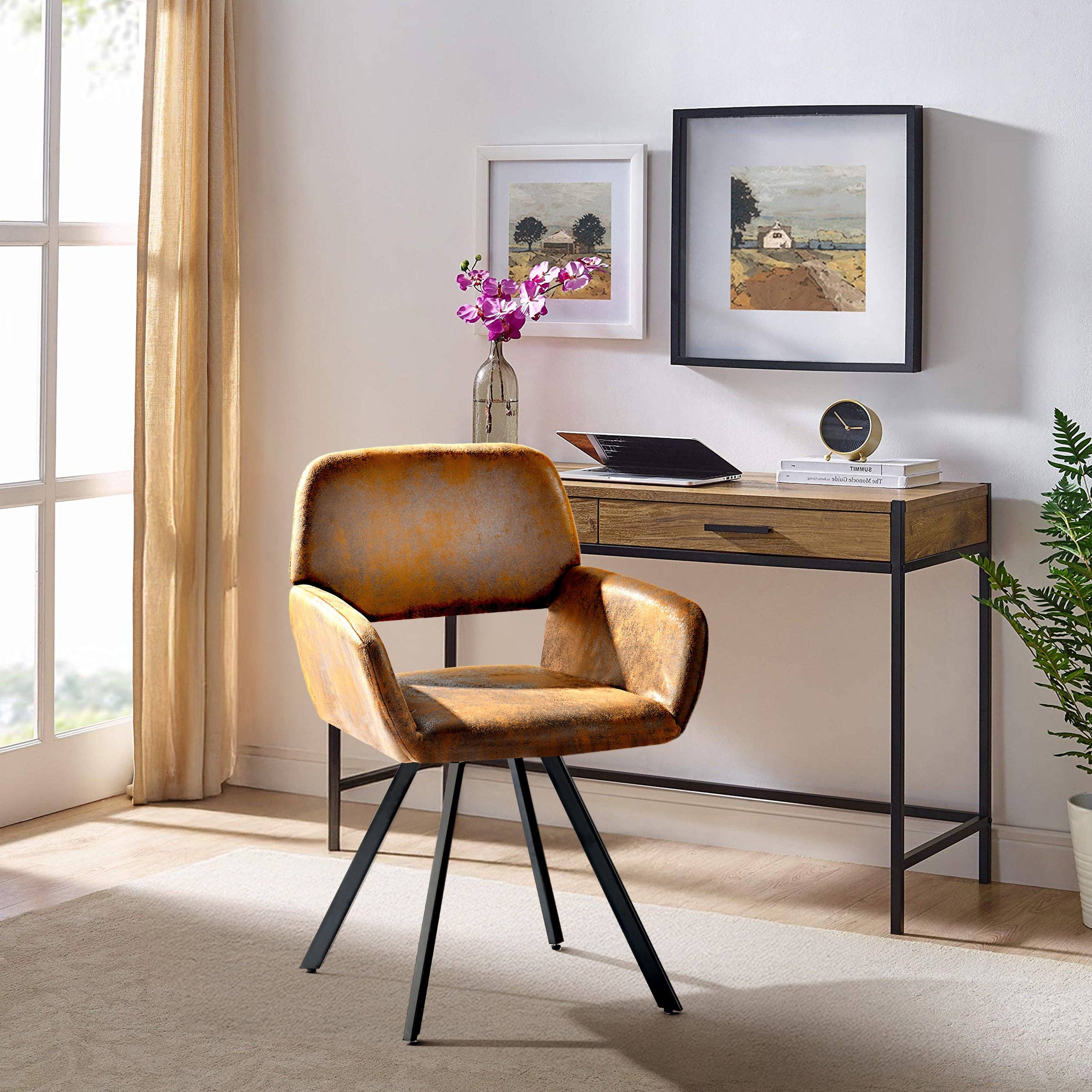 Urban Meuble - Wholesale Chair - Set of 2 vintage dining chairs swivel suede fabric brown CALIFORNIA KD SUEDE BROWN SWIVEL10