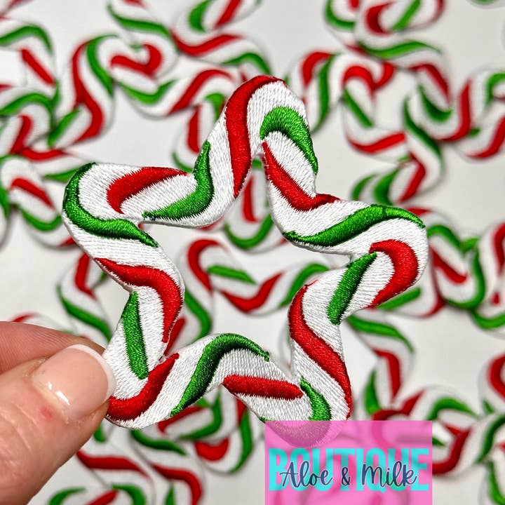 Christmas Candy cane Star, christmas patch, candycane for wholesale by Aloe and Milk Boutique