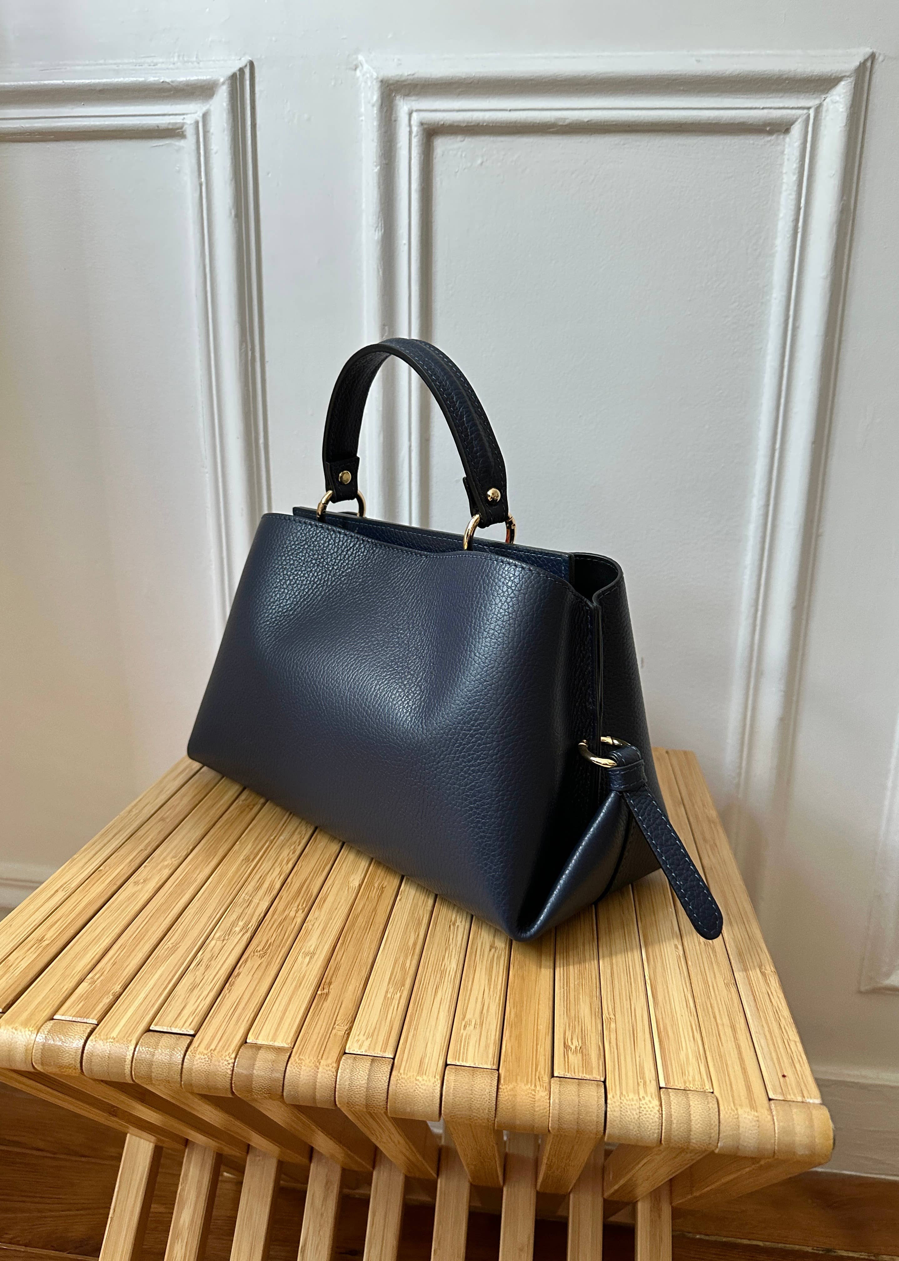 JULIA PARIS - Venta al por mayor Bolso con asas - Mujer - Bolso de piel granulada con asa de mano y correa para hombro3