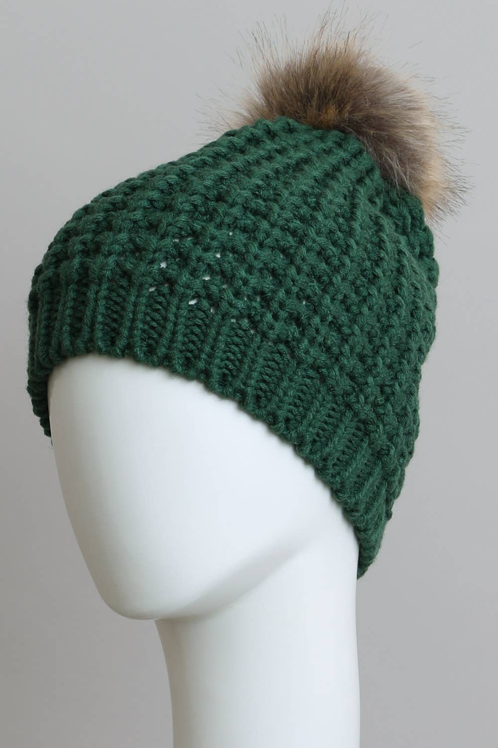 Leto Accessories - Vente Bonnet – femme - Bonnet en tricot texturé avec pompon — Idéal pour l'automne et l'hiver6