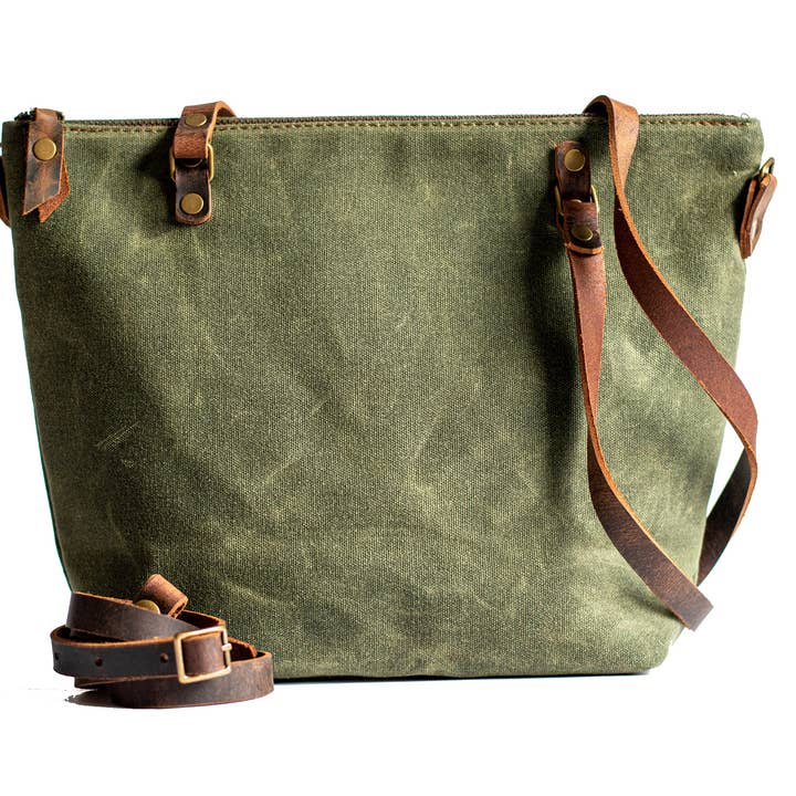 Handmade Waxed Canvas Tote | Small | The Minimalist for wholesale by In Blue Handmade