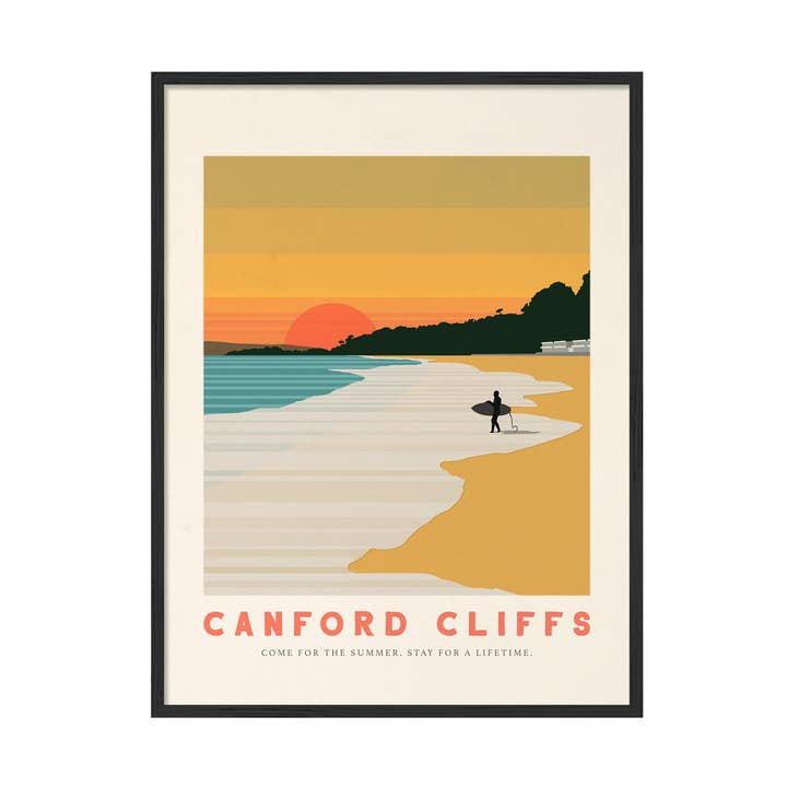 Plage de Canford Cliffs | Affiche de Tourisme Rétro pour la vente par Places & Spaces Art Co.