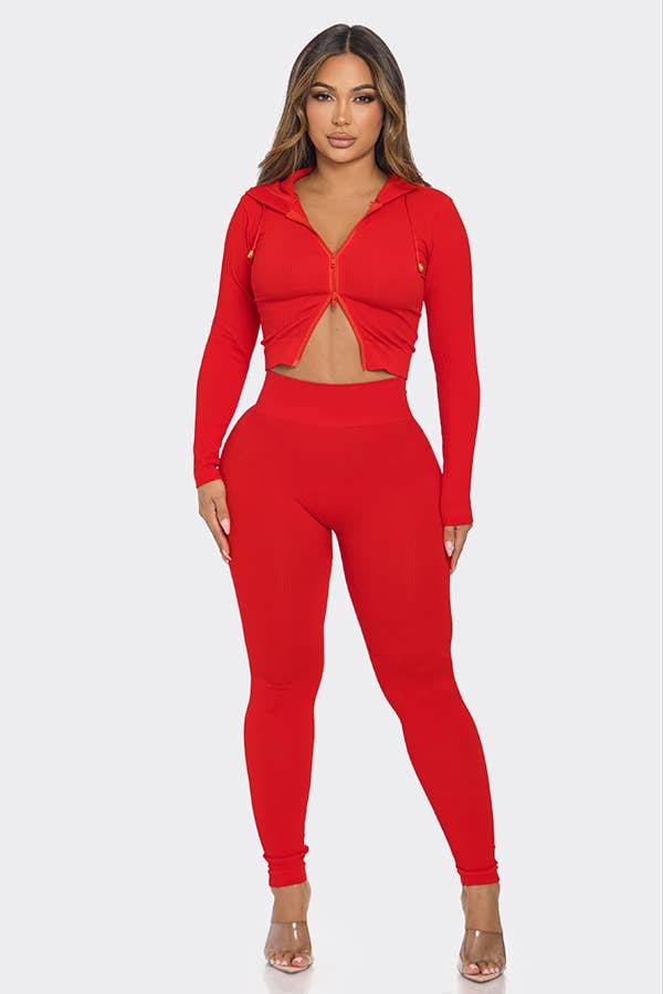 Lime All the Time – wholesale Top & pants set (NOT Loungewear) – Women's – 2 Pcs Seamless Long Sleeve Hoodie and Highwaist Legging Set12