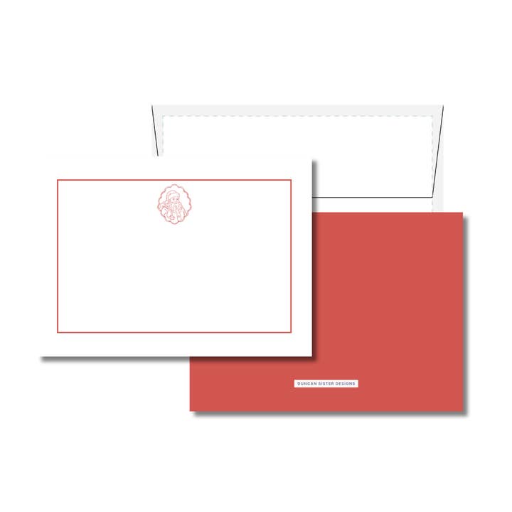 Cartão com Motivo de Pai Natal Vermelho – Conjunto de 8, Fabricado nos EUA por atacado de Duncan Sister Designs