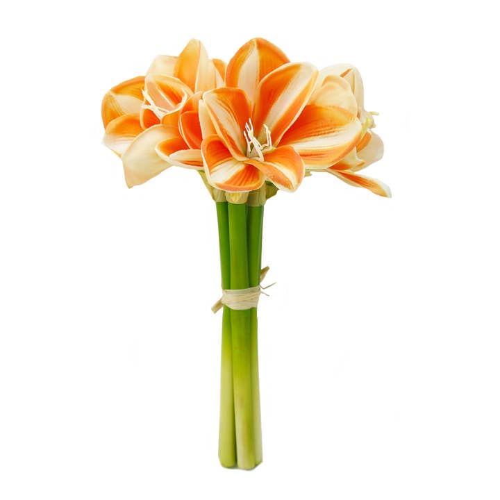 Angel Isabella - Wholesale Artificial Flowers - 12" Real Touch faux Amaryllis-8 blooms 2 buds
