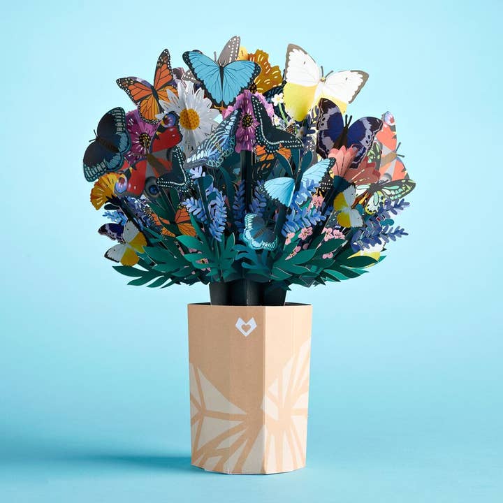 Lovepop Cards - Wholesale Everyday Greeting Card - Butterfly 12”H x 8.5”W Bouquet, Flower Vase, Pop-Up Cards