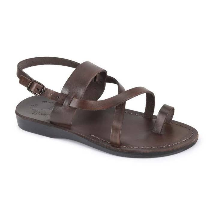 Bethany - Leather Cross Strap Sandal | Brown for wholesale by Jerusalem Sandals