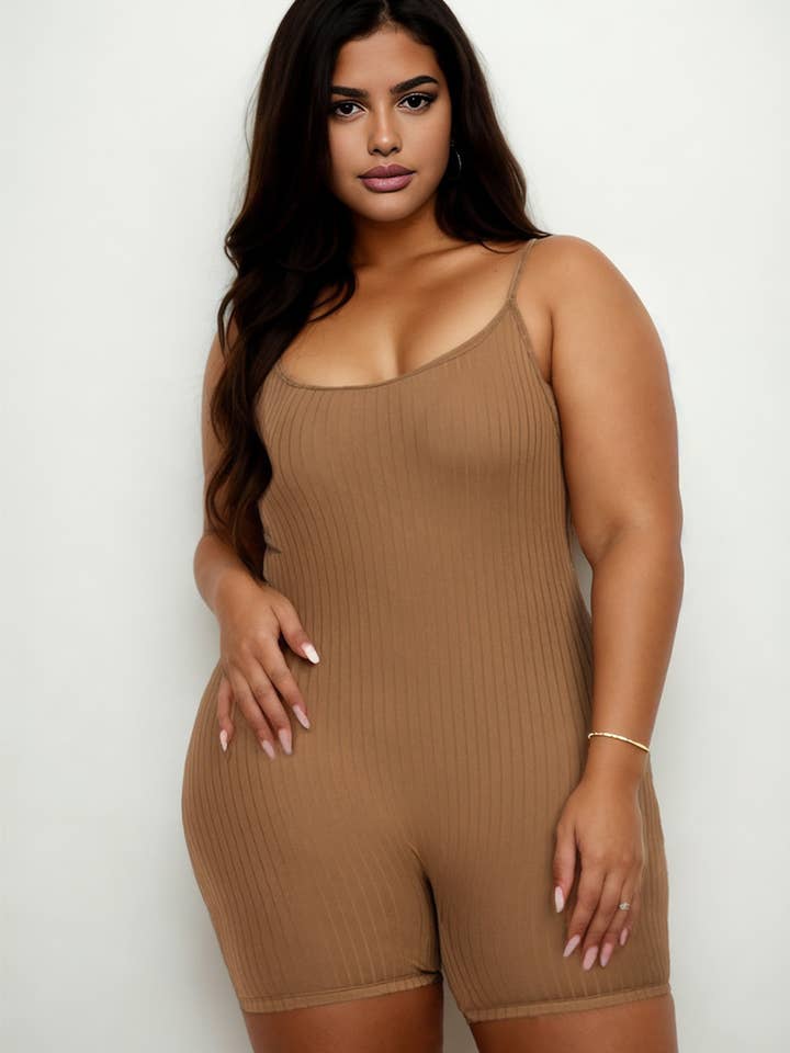 CAPELLA APPAREL - Wholesale Romper - Women's - Plus Ribbed Bodycon Romper5
