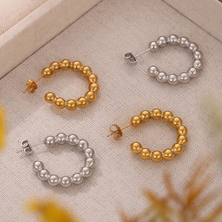 Pendientes de aro de bola para venta al por mayor de Koch La Ni Jewelry