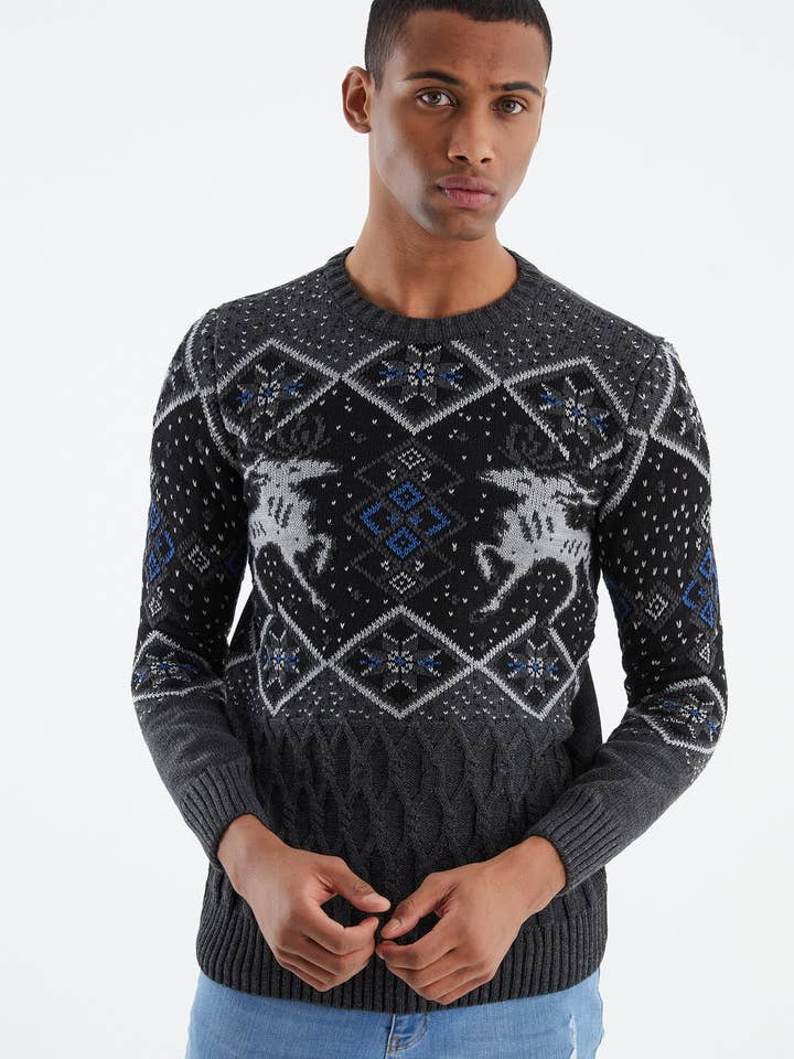 Leif Nelson GmbH - Venta al por mayor Jersey de punto - Hombre - Jersey de punto grueso para hombre cuello redondo LN-20761