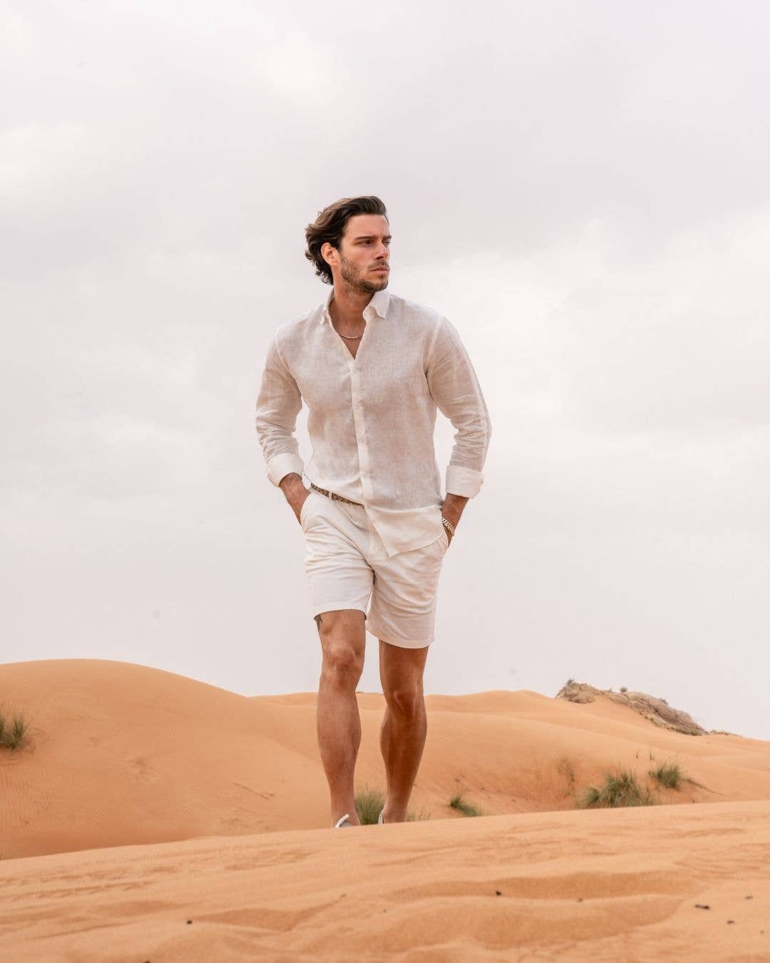 DANTE - Wholesale Button Down Shirt - Men's - Organic Ivory Linen Shirt4