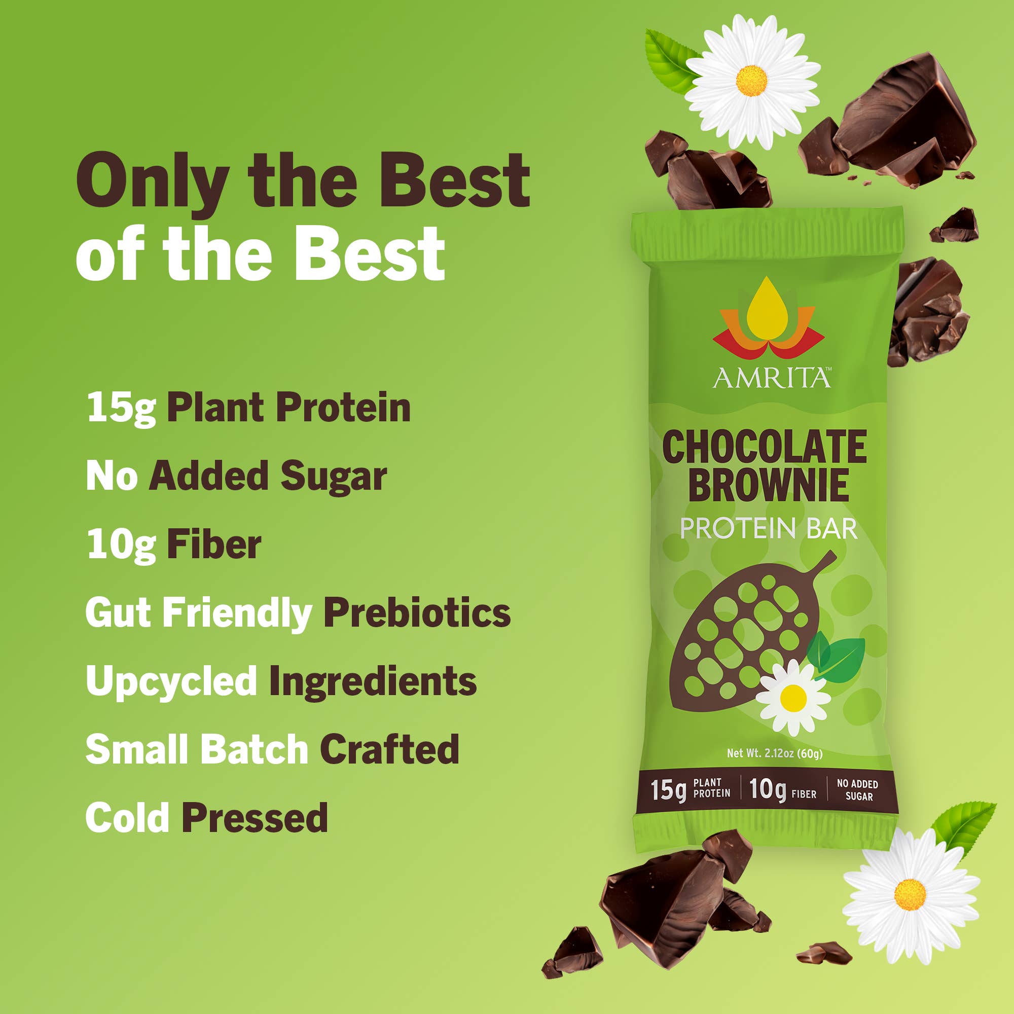 Amrita Health Foods - Wholesale Snack bar - Chocolate Brownie Protein Bars, High Fiber, No Added Sugar3