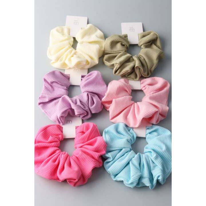 MIX COLOR Waffle Textured Soft Scrunchies for wholesale on Faire