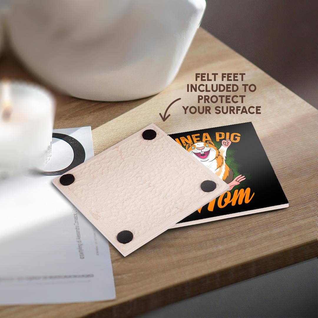 3dRose - Vente Sous-verre - 3dRose, Cochon d'Inde Porcelet Maman avec Fond Vert Maman Mère, Dessous de Verre3