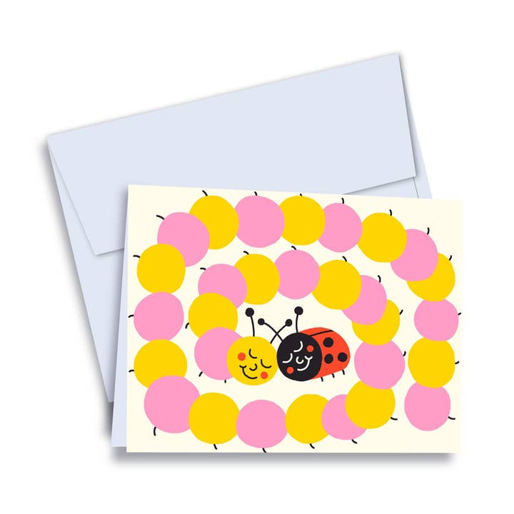 Carte de vœux coccinelle et chenille pour la vente par Studio Toute